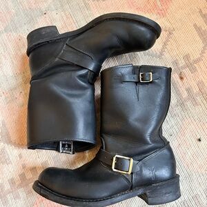 Frye Black Leather Combat Boots